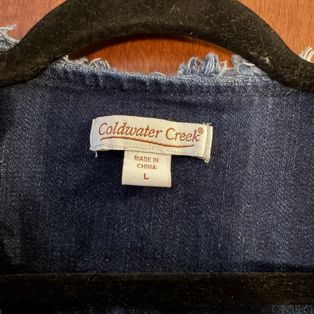 Coldwater Creek Dark Blue Frayed Denim Jacket - Picture 2 of 5